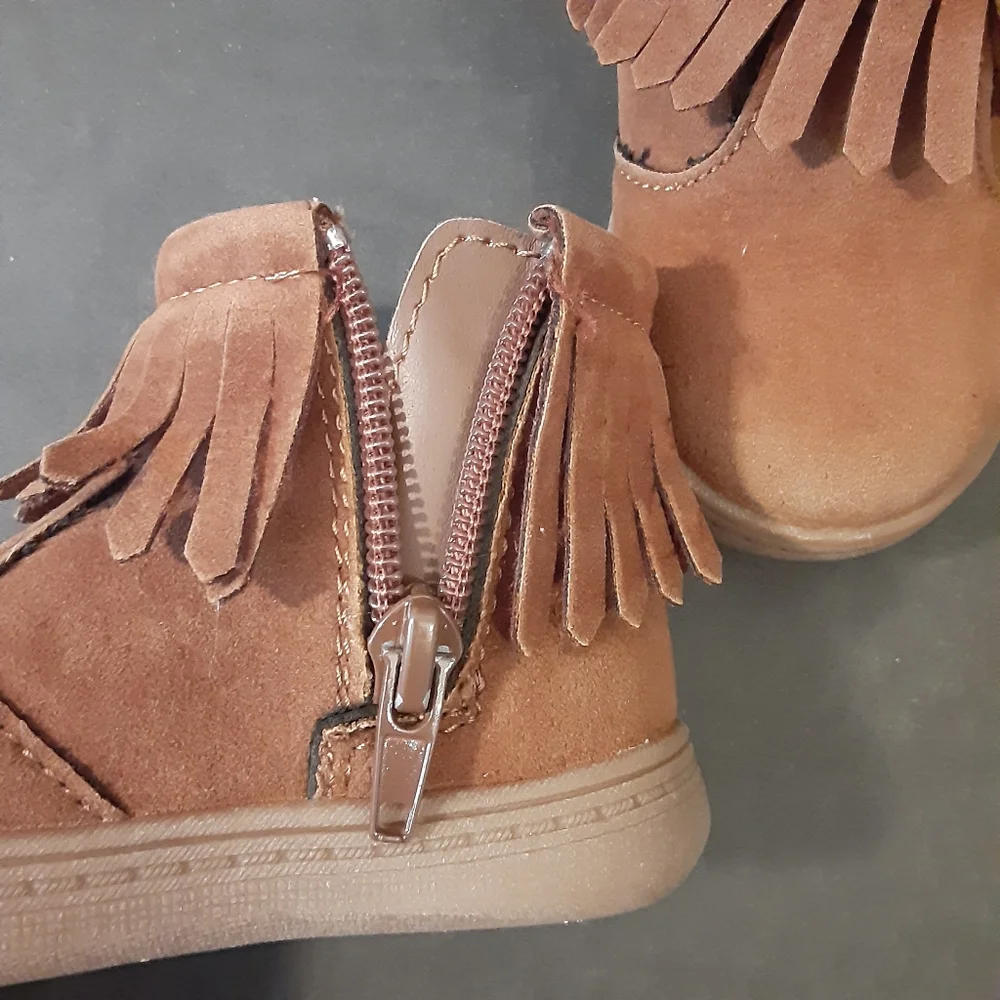 CARTER'S MOCCASSIN SIDE ZIP ANKLE BOOTIES SYNTHETIC BABY GIRL SIZE 4 - 11.4CM